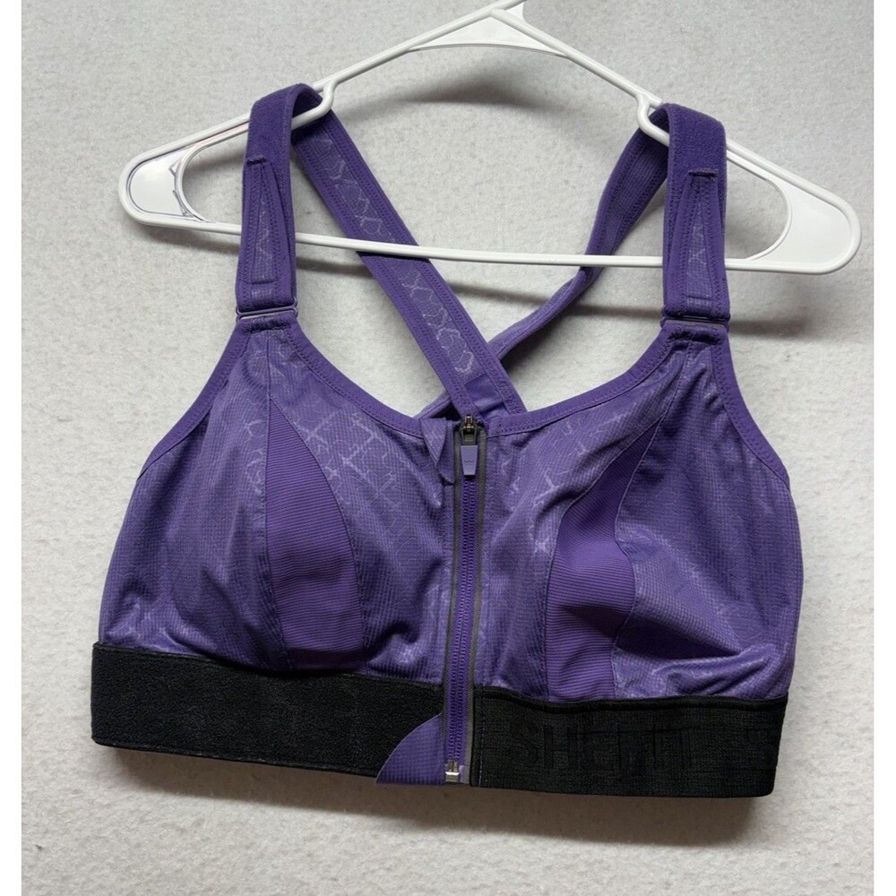 Shefit Sports Bra Womens 1Luxe Purple Zip Front High Support Adjustable Straps